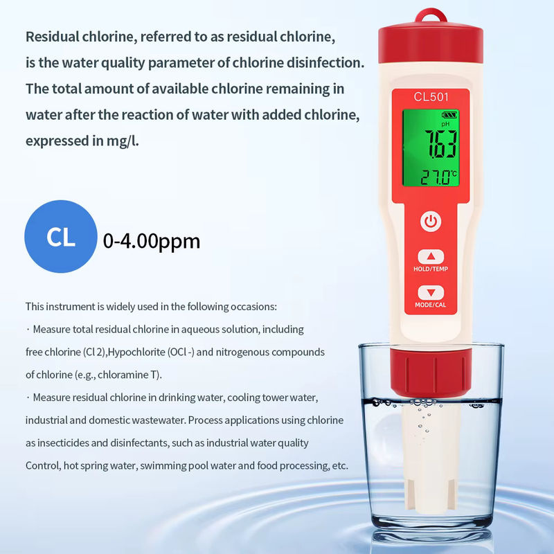 JUANJUAN 5 in 1 Wasserqualitätsdetektor Stift für Chlor, pH, ORP und Temperatur zur Messung von Schwimmbad- und Spa-Wasser - Bild 4
