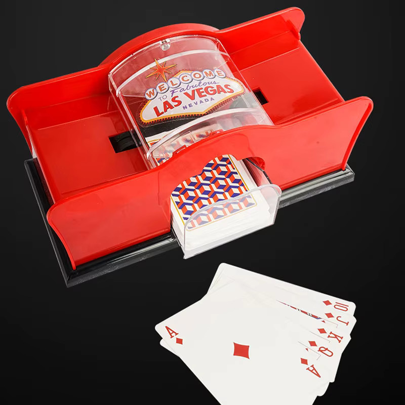 Manueller Kartenmischer 2-Deck, mit Handkurbel, Schwarz, Rot - Bild 3
