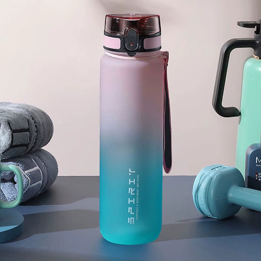 WIFEFUN Farbverlaufs-Wasserflasche in Blau mit 1000 ml Fassungsvermögen für Outdoor, Camping und Fitnessstudio - Bild 4