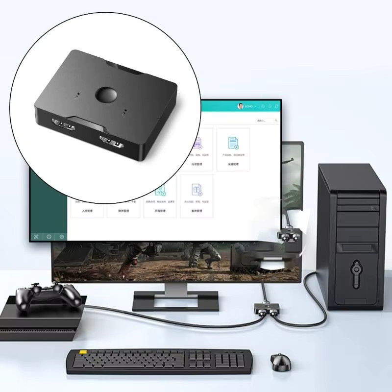 MZX Bidirektionaler HDMI KVM Switch 4K UHD für PC und Laptop, Schwarz - Bild 2