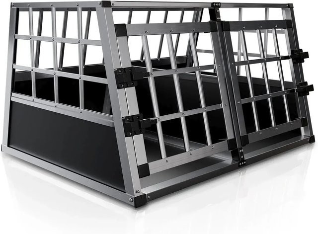 Juskys Alu Hundetransportbox Schwarz/Silber B/T/H: 89 x 70 x 51 cm - Bild 2