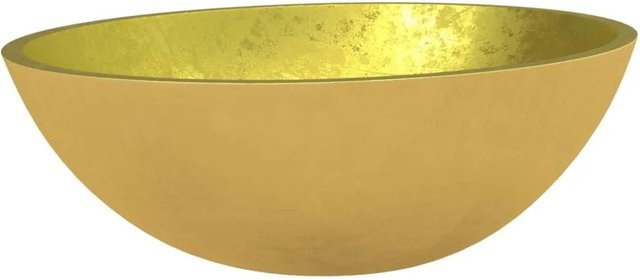 vidaXL Aufsatzwaschbecken aus Glas in Gold, B/T/H: 50 x 37 x 14 cm - Bild 1