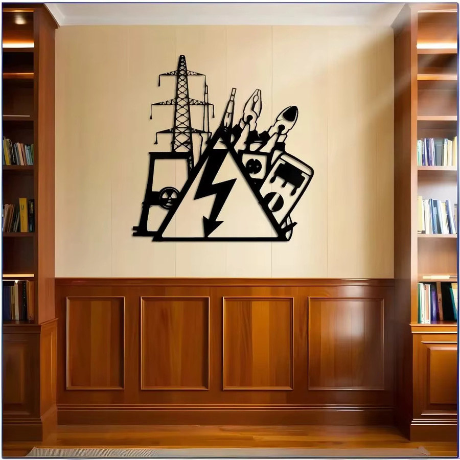 CIFBUY Wandkunst aus Metall in Schwarz, Industrielle abstrakte Laserschnitt-Dekoration für Zuhause und Büro, Durchmesser: 60,96 cm - Bild 2