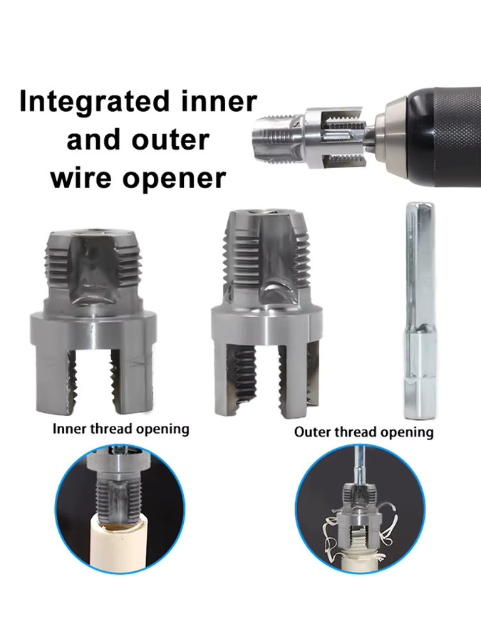 Mr Drill Universal Drahtöffner und Gewinde-Einfädelwerkzeug für PPR-Wasserrohre mit Innen- und Außengewinde 4/6 - Bild 4