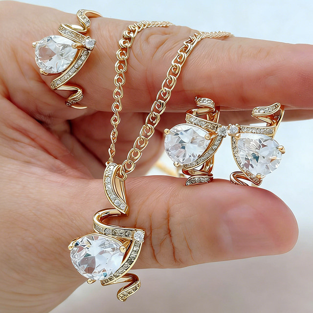 Kinel Schmuck-Set, 585 Roségold, Zirkonia, Damen - Bild 1