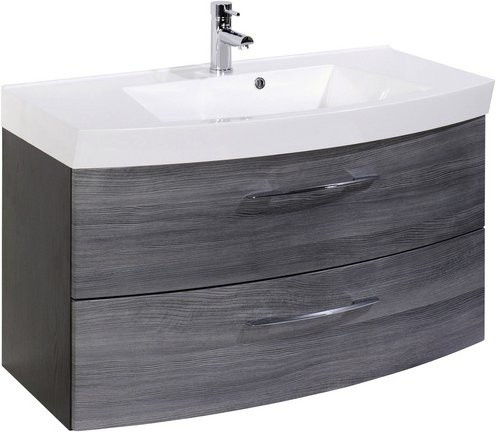 HELD MÖBEL Waschtisch-Set Florida in Grau mit integrierter Beleuchtung und Soft-Close-Türen, B/H/T: 100 x 200 x 47 cm - Bild 1