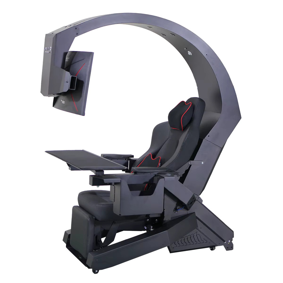 Imperator VR IW-320 Zero Gravity Gaming-Cockpit Liegestuhl-Arbeitsplatz in Schwarz mit Kompatibilität für Dreifach-Monitor-Halterungen - Bild 1