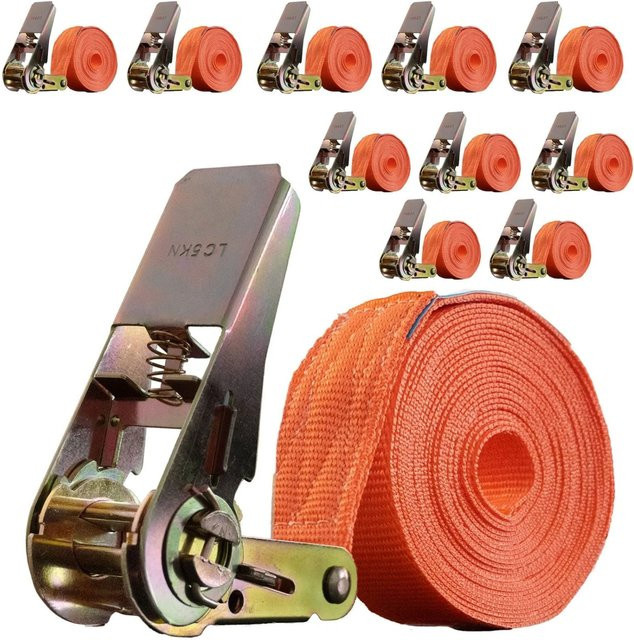 Trutzholm 10er Set Spanngurte mit Ratsche in Orange, Länge: 6 m, Tragkraft: 1000 kg - Bild 1