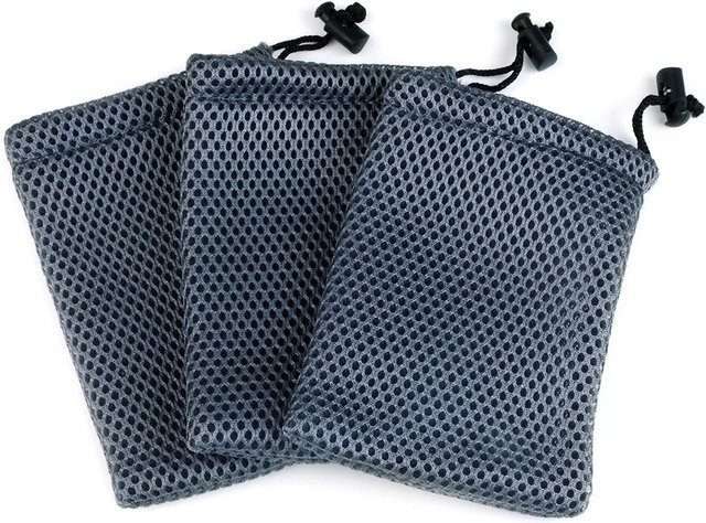 Chanfar 10er Set Nylon-Netzbeutel mit Kordelzug in Grau, B/H: 9 x 13 cm zur Schmuckverpackung oder für Brillen und Handys - Bild 1