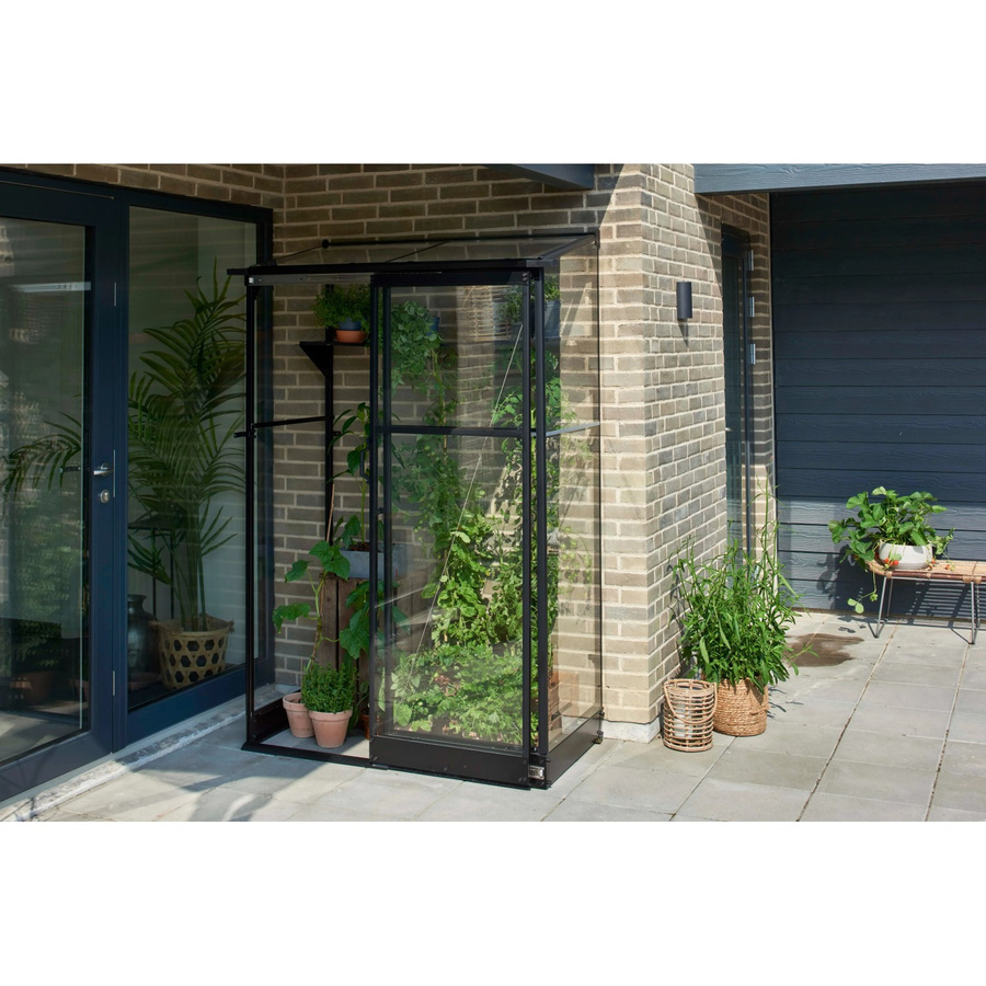 Halls Gewächshaus Qube Lean-to 2 Schwarz 0,8 m² mit 3 mm Sicherheitsglas - Bild 2