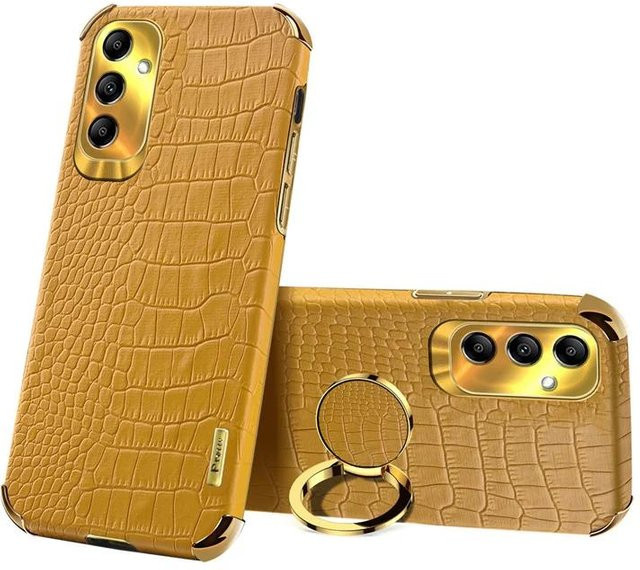 Samsung Galaxy Schutzhülle mit Krokodil-Beschichtung und Ring-Halterung in Gelb für Galaxy A56 A36 A26 A16 5G A05 A15 A25 A35 A55 A54 A24 A34 A14 - Bild 1