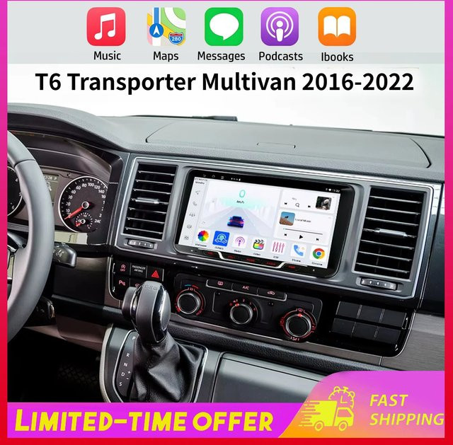 Android 13 Navigationssystem für Volkswagen T6 Transporter Multivan (2016-2022) mit 9 Zoll Display, CarPlay und Android Auto, 2+32GB, Schwarz - Bild 1
