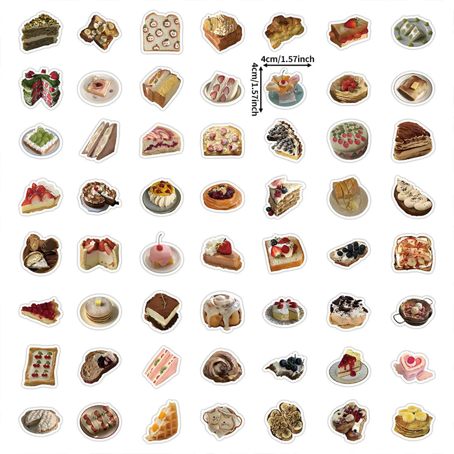 60 realistische Dessert-Aufkleber in Multicolour für deine Tagebuch-Collagen und Journaling - Bild 1