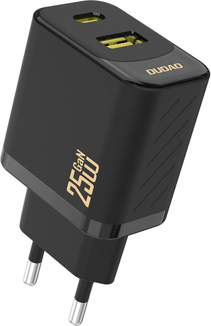 Netzladegerät Dudao A26T mit 25W und 3A, 1 x USB-A und 1 x USB-C, Schwarz - Bild 1