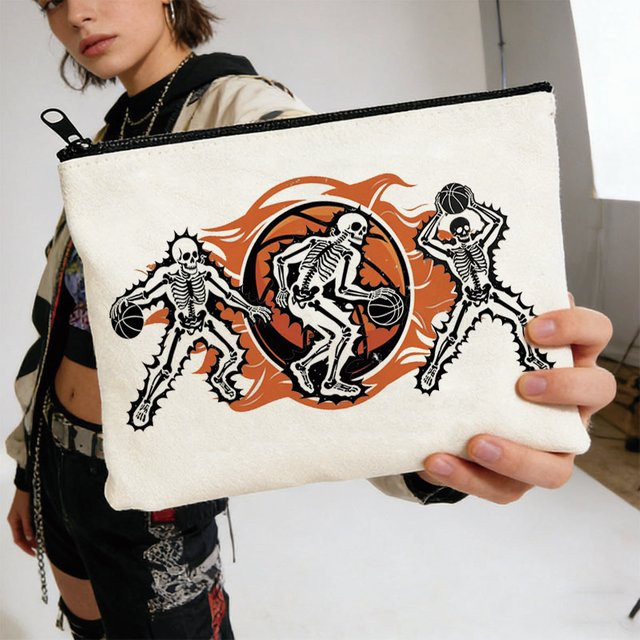 Basketball Canvas Tasche in Weiß als praktische Etui für Schreibwaren und kleine Gegenstände - Bild 1