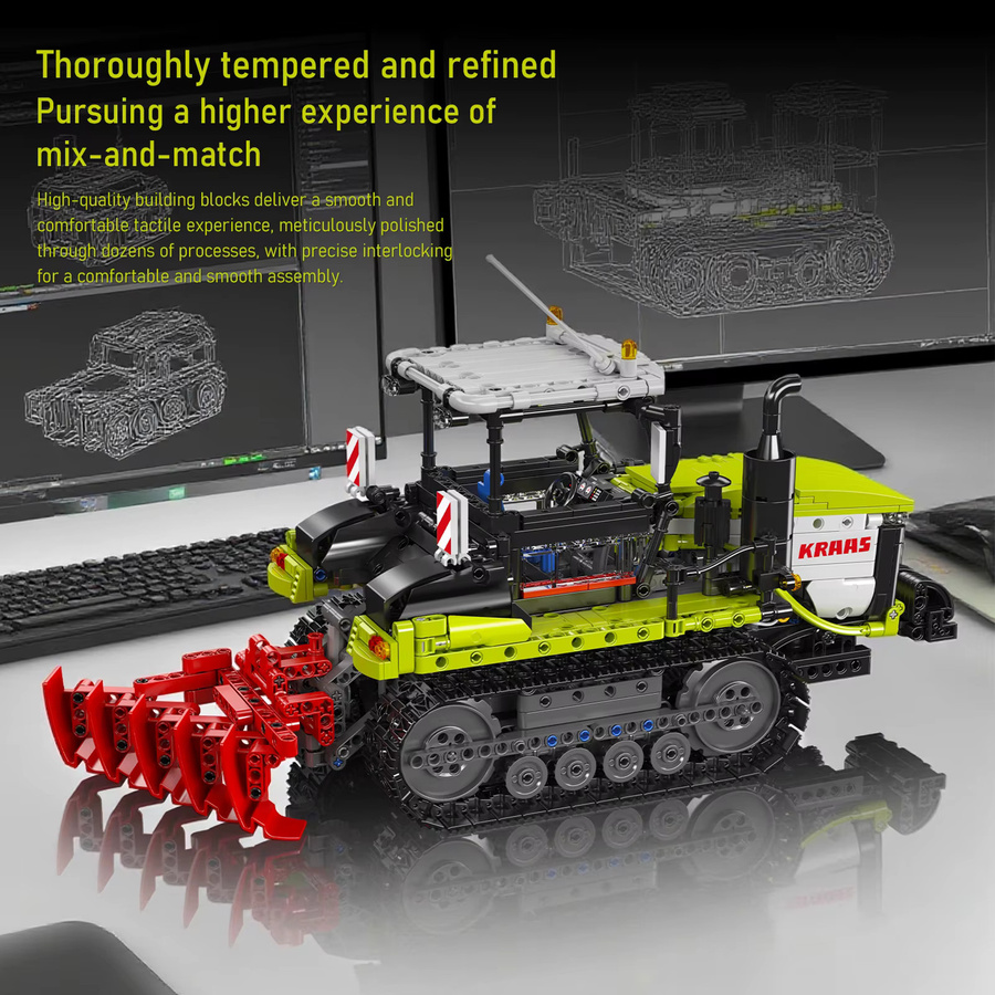 MOULD KING 17093 Raupentraktor Bauset ferngesteuertes Bau-LKW-Modell mit Arbeitsschienen in Mehrfarbig - Bild 4