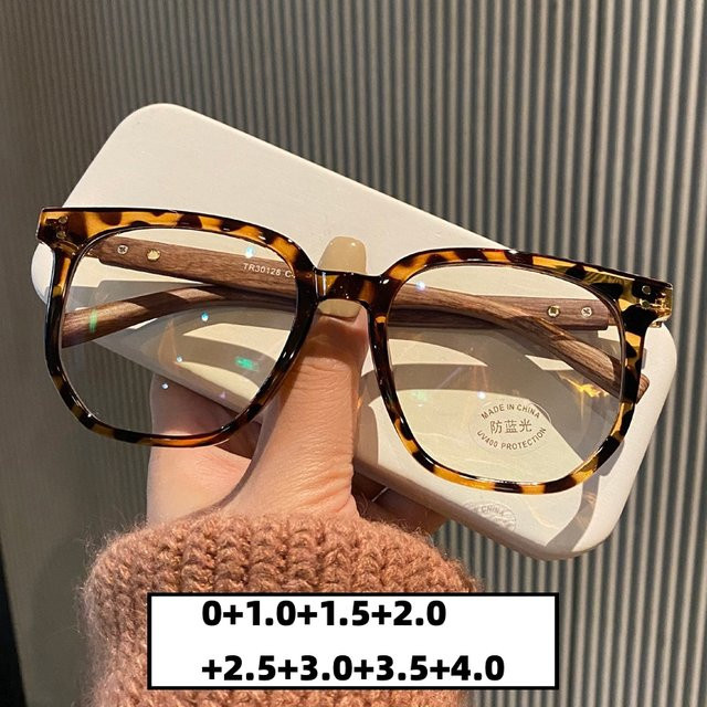 DIXSG Lesebrille für Frauen, Vollrand, Square, Holz, transparent, Blaulichtfilter - Bild 1