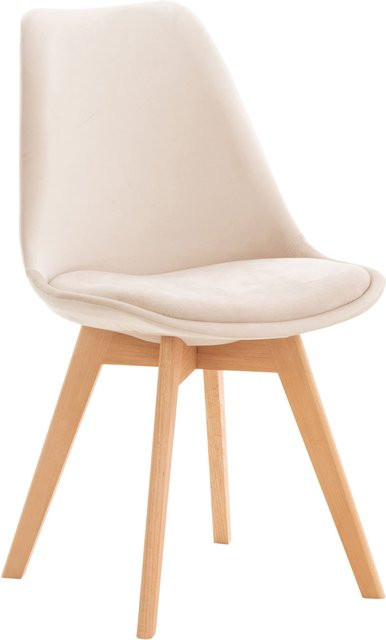 TPFLiving Stuhl Lines aus Samt in Beige mit Buchenholz-Gestell - Bild 1