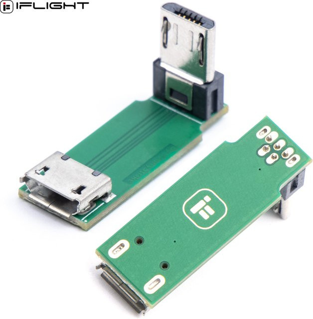 IFlight L-Typ Micro-USB Adapterplatte als Verlängerungsplatine von Stecker auf Buchse in Grün, B/T/H: 27 x 9 x 12 mm für RC FPV Racing Flight Controller - Bild 1