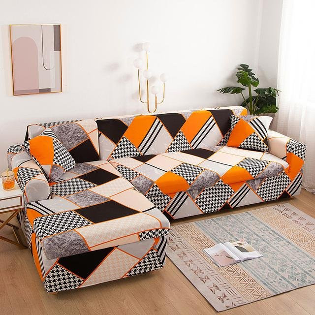 S-EMIGA Ecksofa-Stretchbezug mit floralem Muster in Multicolour für 4-Sitzer, Breite: 235-300 cm - Bild 1