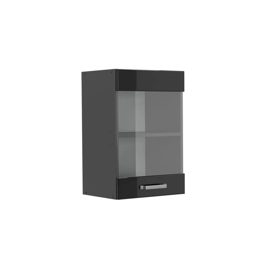 Vicco R-Line Küchen-Glashängeschrank mit Glastüren in Schwarz Anthrazit Hochglanz B/H/T: 40 x 60 x 31 cm - Bild 2