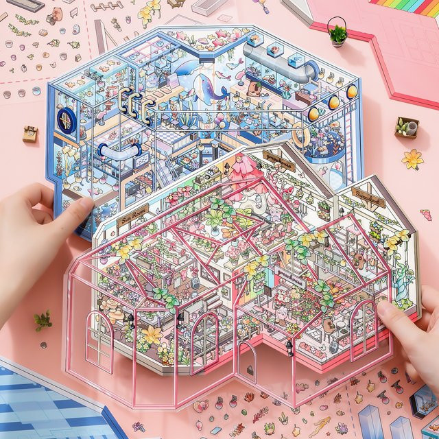 Mr.Paper 3D Diorama-Aufkleber Set mit 7 Packungen für DIY Miniatur-Szenen, Scrapbooking und Journaling in Multicolour - Bild 1