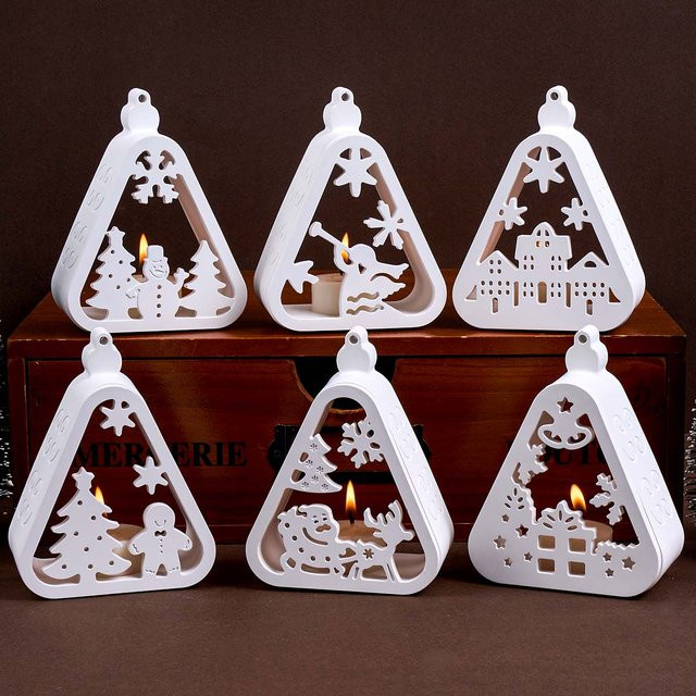 UDOCOOL Silikonform für 3D Dreieck Hohl Kerzenhalter, DIY Form für Weihnachtsdekoration wie Weihnachtsmann, Schneemann oder Elch, Weiß - Bild 1