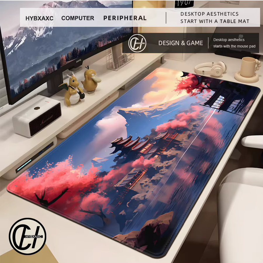 HYBXAXC Gaming-Mauspad mit Japan Scenic Mount Fuji Pagode Print, Schreibtischunterlage aus Gummi in Multicolour - Bild 2