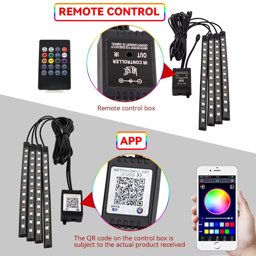 WUMFIRE RGB LED Ambiente-Beleuchtung für Motorrad und Auto mit App- und Fernbedienung, wasserdichte 12V LED-Lichtstreifen in Multicolour - Bild 3