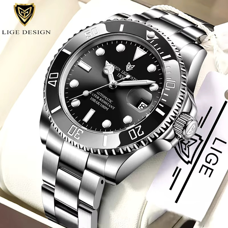 Lige Armbanduhr Automatik, Edelstahl, Gold, Bicolor, Herren - Bild 6