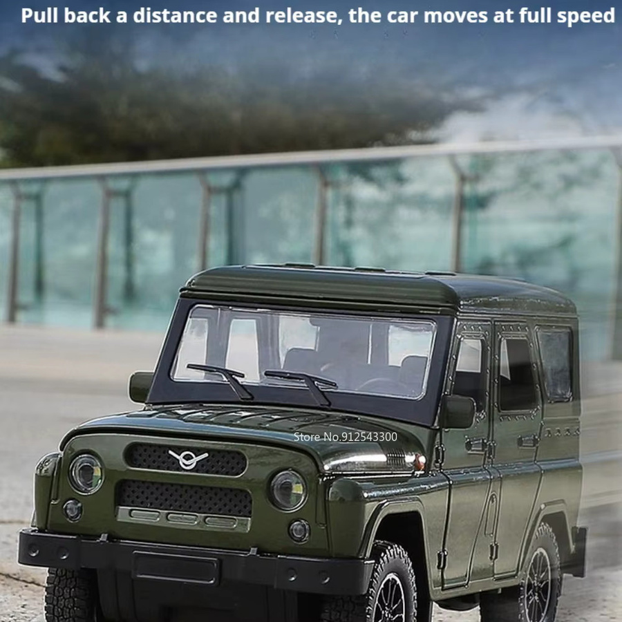 RMZ city UAZ Hunter Van Automodell, 1:18 Maßstab, mit öffnenden Türen, Rückziehfunktion, aus Legierung, mit Gummireifen - Bild 4