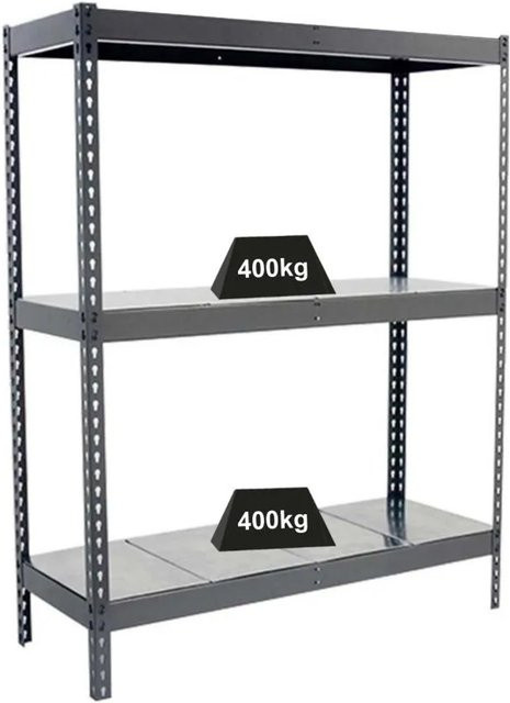 PROREGAL Schwerlastregal Big Metal Yeti Three aus Metall in Grau, H x B x T: 200 x 120 x 45 cm, Fachlast 400 kg - Bild 1