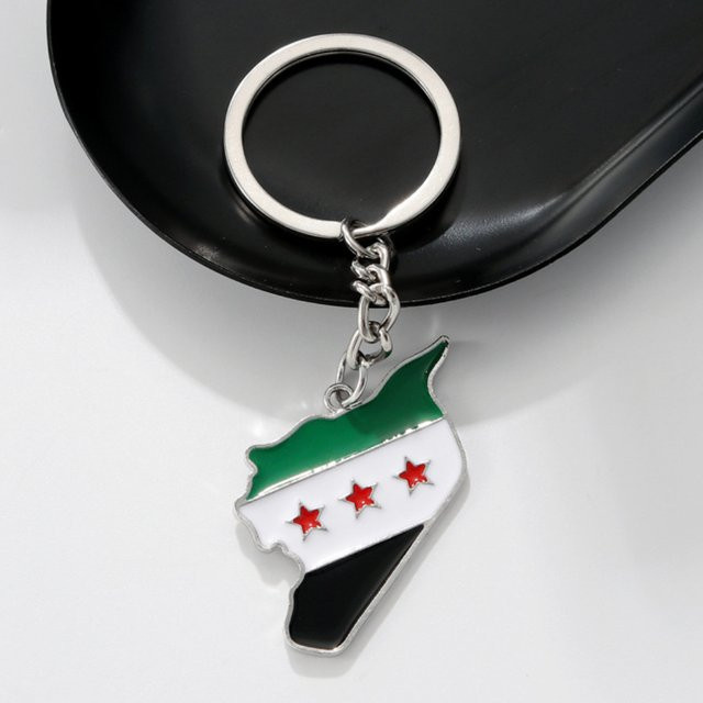 YILUOCD Anhänger Syrien Karte Flagge, Edelstahl, Unisex - Bild 1