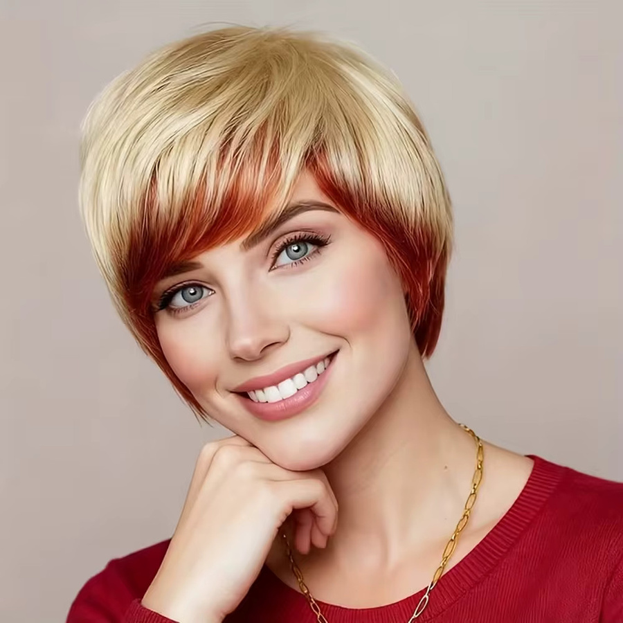 OYM HAIR Pixie-Schnitt-Perücke, Echthaar, kurz, geschichtet, Damen - Bild 2