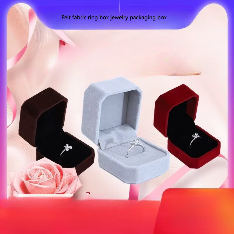 10 Stück Schmuckverpackungsboxen aus Filzstoff von luckyiasv in Schwarz, B/T/H: 5,5 x 5 x 4 cm - Bild 3
