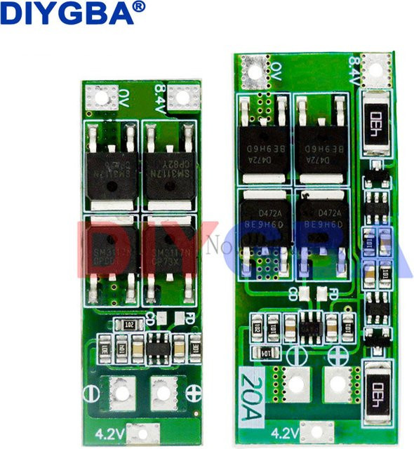 DNIGEF 10er Set Lithium-Ionen-Batterie-Schutzplatine BMS mit 2S 20A für 18650 Akkus, 7,4 V bis 8,4 V, Farbe: Grün - Bild 1