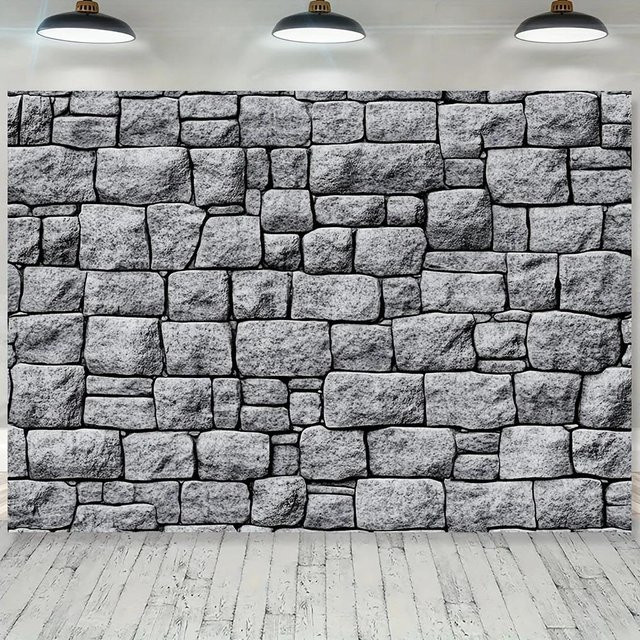 JMG Household Supplies Wandteppich Steinwand-Design in Grau, Industrieller Wandbehang für Wohnzimmer und Schlafzimmer, B: 150 cm, H: 200 cm - Bild 1