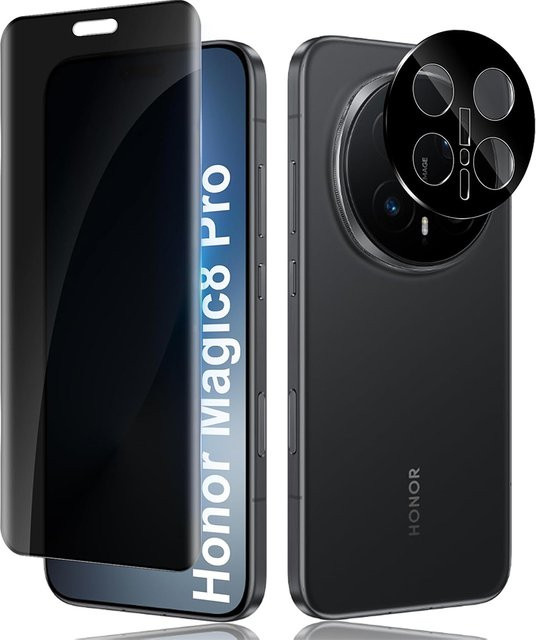 3D-Displayschutzfolie aus gehärtetem Glas mit gebogener Passform und Kameraobjektiv für Honor Magic 8Pro, transparent - Bild 1