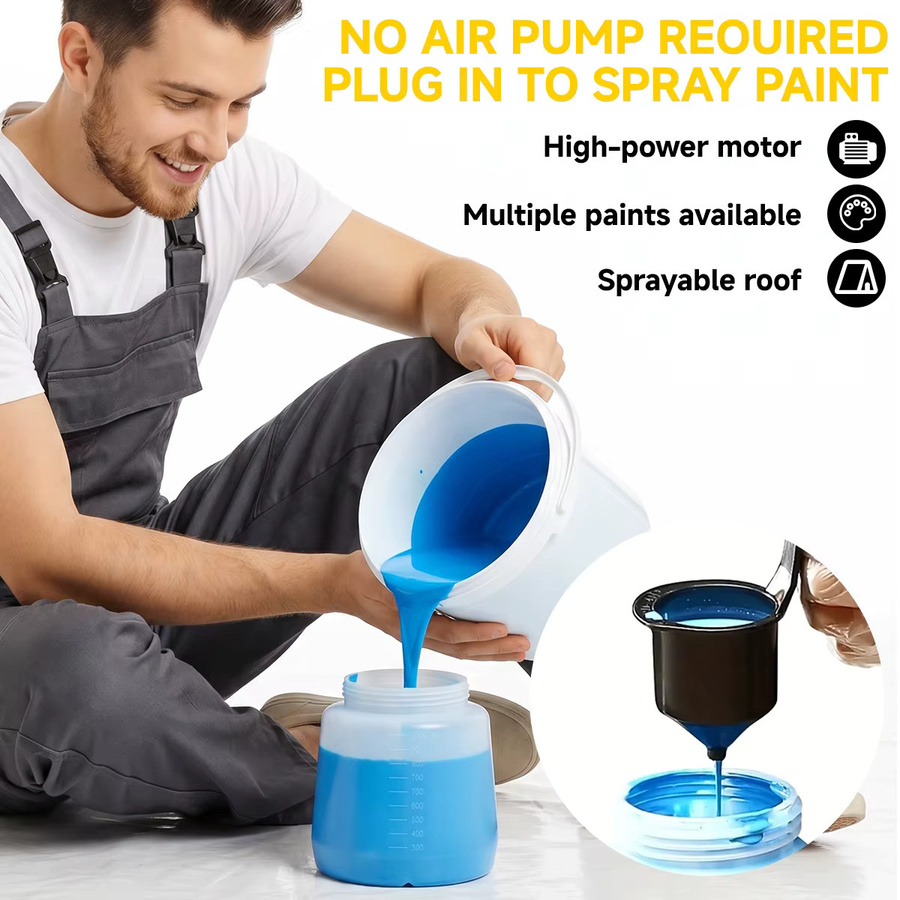 Hecus Elektrische HVLP Farbspritzpistole Kabellos für Makita 18V Akku, Gelb, 1000 ml - Bild 5