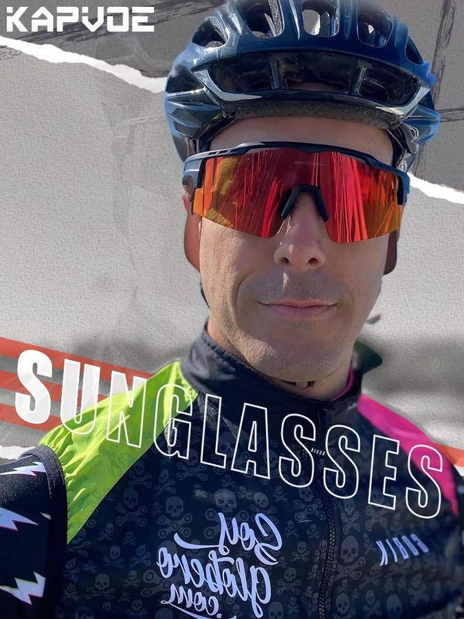 Kapvoe Sportsonnenbrille, Unisex, Vollrand, Wrap, Kunststoff - Bild 4