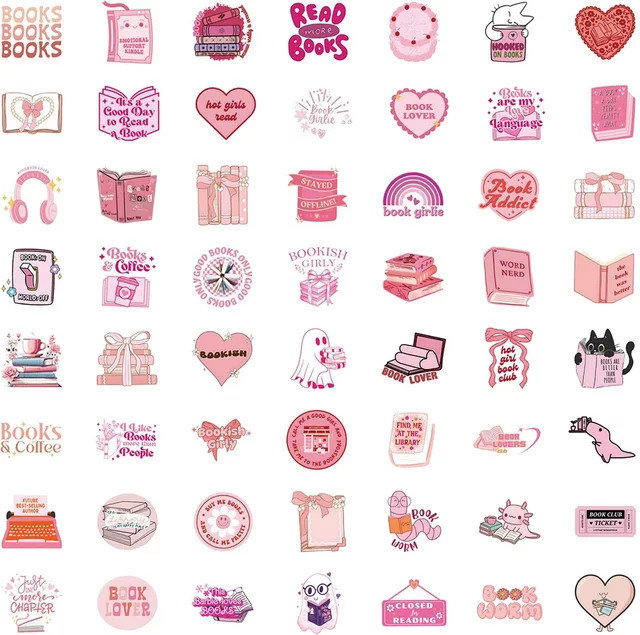 GOGOTU Rosa Bookish Aufkleber, 60-teiliges Set - Bild 1