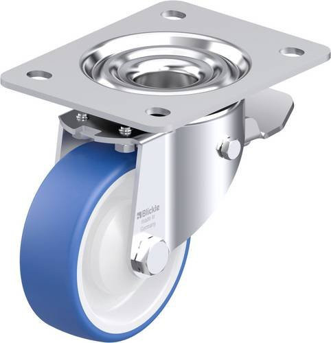 Blickle Stahlblech-Lenkrolle LK-POTHS 100KA-3-ST in Blau mit 100 mm Rad-Durchmesser und 200 kg Tragfähigkeit - Bild 1
