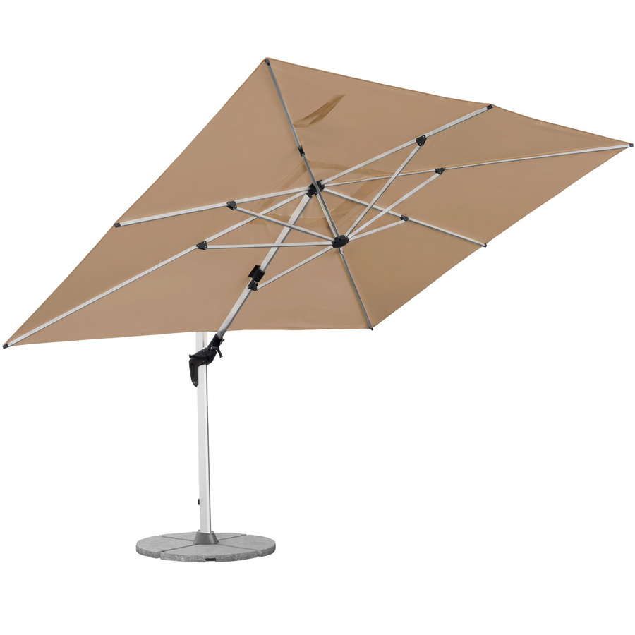 anndora Ampelschirm Aluminium Dark Natural mit Granitplattenständer, quadratisch, 3m x 4m, 360 Grad drehbar, schwenkbar und neigbar, UPF 50 - Bild 1