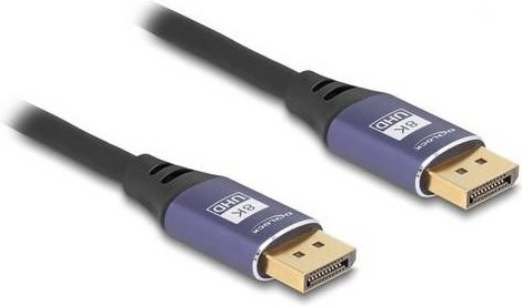 Delock DisplayPort Anschlusskabel 8K UHD Schwarz Lila 5m mit vergoldeten Steckkontakten und dreifacher Schirmung - Bild 1
