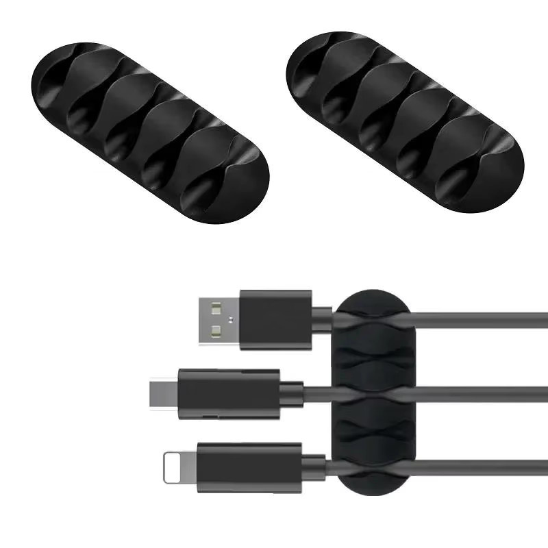 QUERPXAF Silikon USB Kabel Organizer und Kabelhalter für Maus, Tastatur und Kopfhörer in Schwarz oder Grau - Bild 3