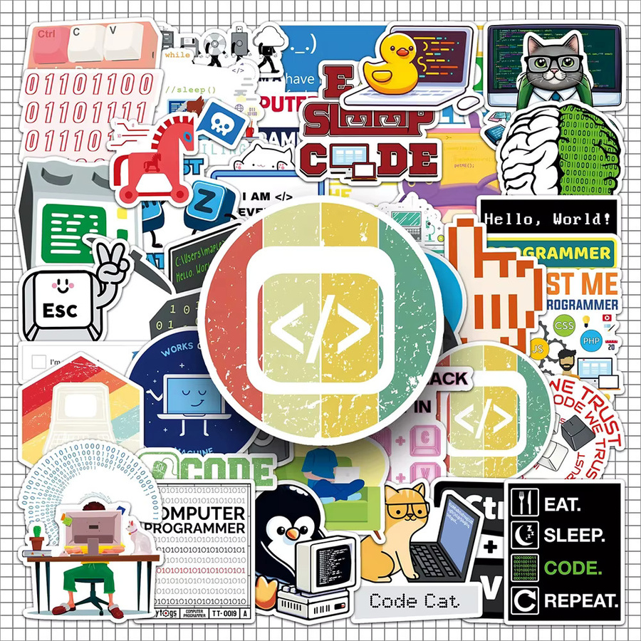 Lustige Programmierung und Netzwerksicherheit Graffiti Aufkleber Set in Multicolor für Laptop, Telefonhülle und Gepäck - Bild 2