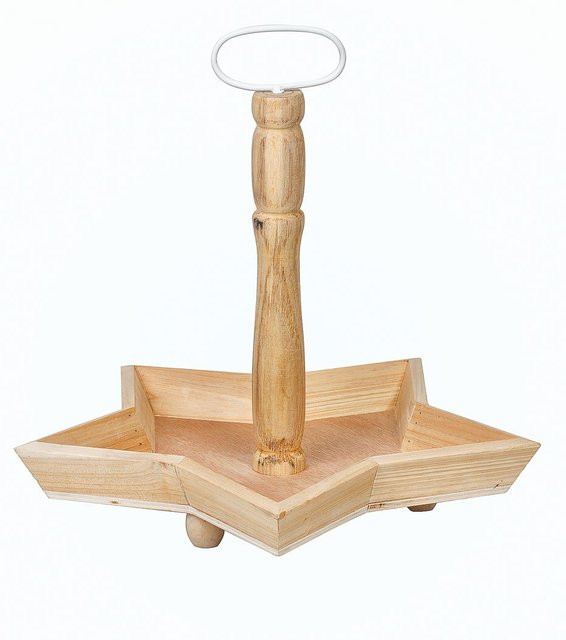 VBS Tablett-Etagere Stern aus Fichtenholz in Beige zur Adventsdekoration - Bild 1