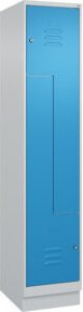 C+P Z-Spind Classic PLUS mit Sockel, 2 Fächer, Zylinderschloss und Garderobenstange, Grau/Blau, H x B x T: 195 x 40 x 50 cm - Bild 1