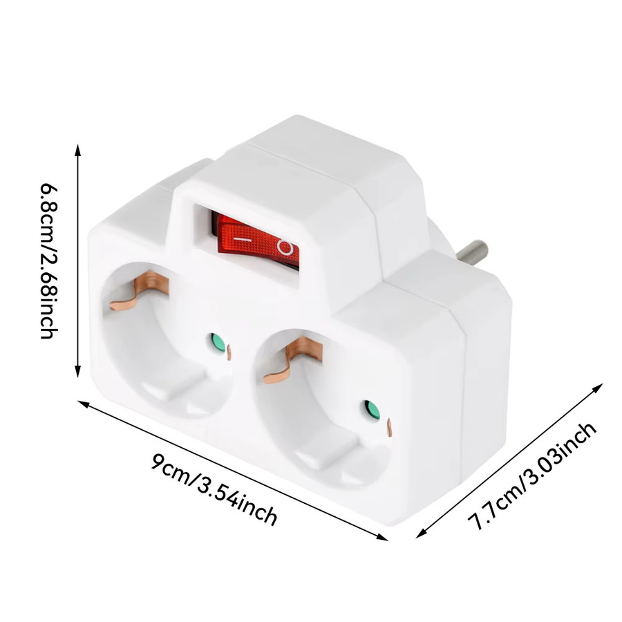 CILIA EU-Stromadapter mit Schalter und USB-C Anschluss, Typ-C-Stecker, 1 zu 2/3 Ausgang, Weiß - Bild 2