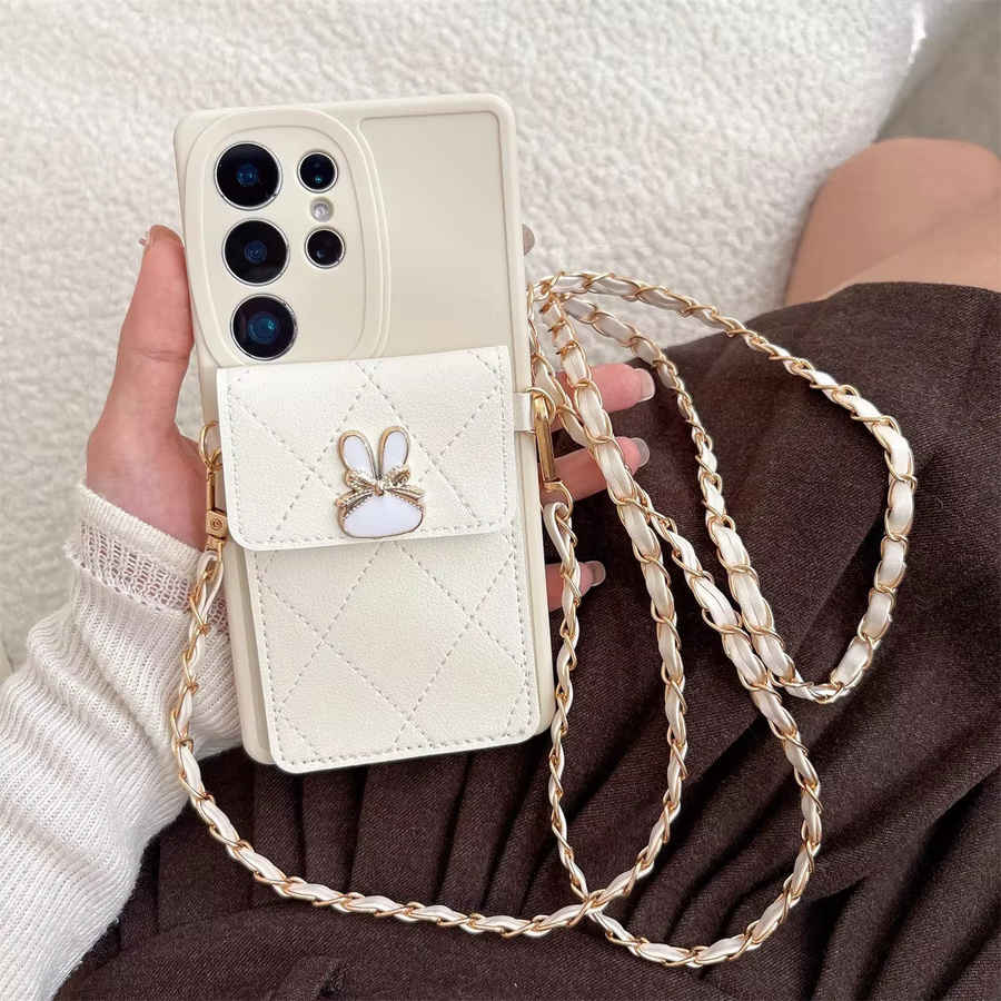 Leder Umhängetasche mit Kartenhalter und Brieftasche als Handyhülle für Samsung Galaxy A07 A17 A56 A26 A16 A36 A55 A54 A53 A52S A35 A34 A15 A06 A05 in Weiß - Bild 3